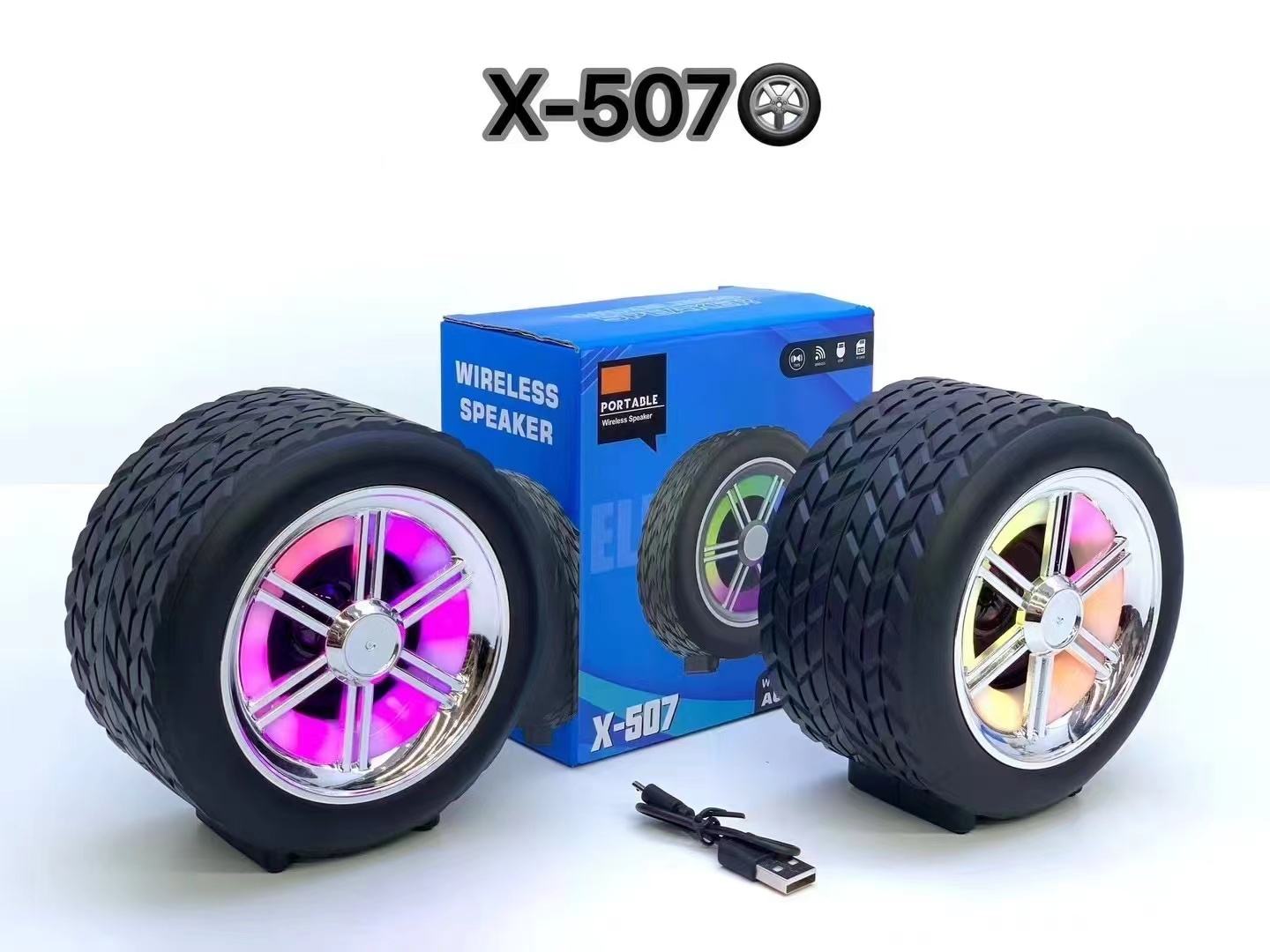 Wireless Speakers Support TF/USB Function Wheel Shape Wireless Active Bass Portable Speaker