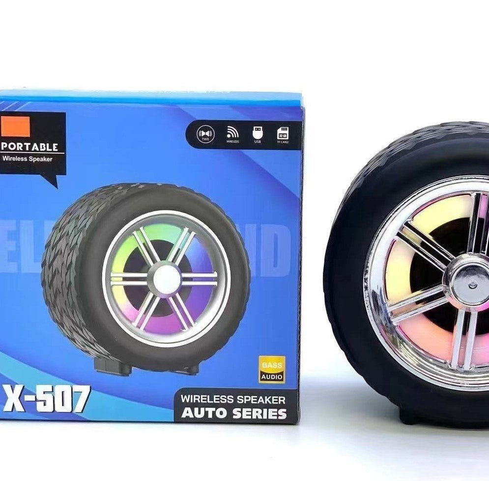 Wireless Speakers Support TF/USB Function Wheel Shape Wireless Active Bass Portable Speaker