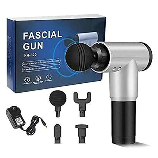 Gun Massager, 4 Heads, 6 Speed, Rechargeable, Handheld, Percussion Muscle Massager for Full Body Pain Relief, Muscle